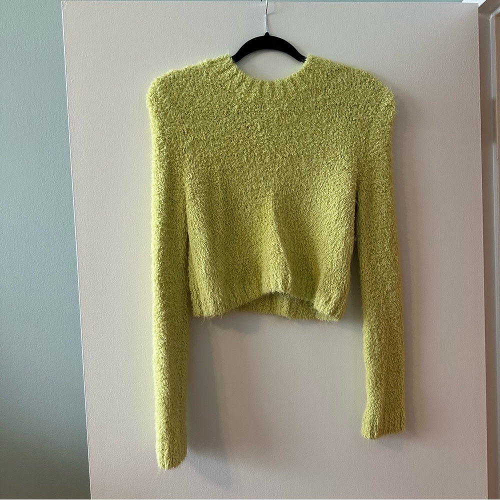 H&M Lime Green Fuzzy Cropped Sweater